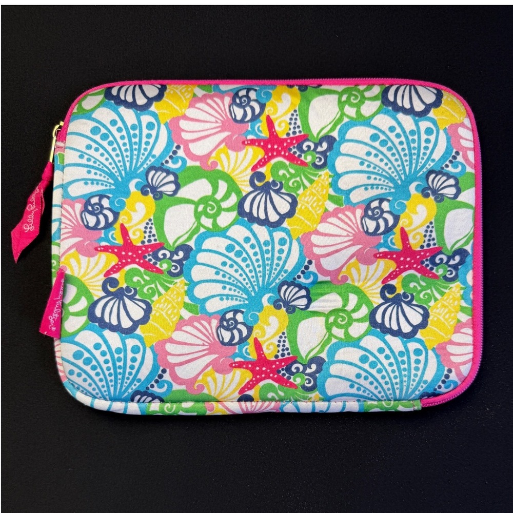 Lilly Pulitzer Tablet iPad Sleeve Case Seashell Starfish Pink Blue Neoprene 10in
